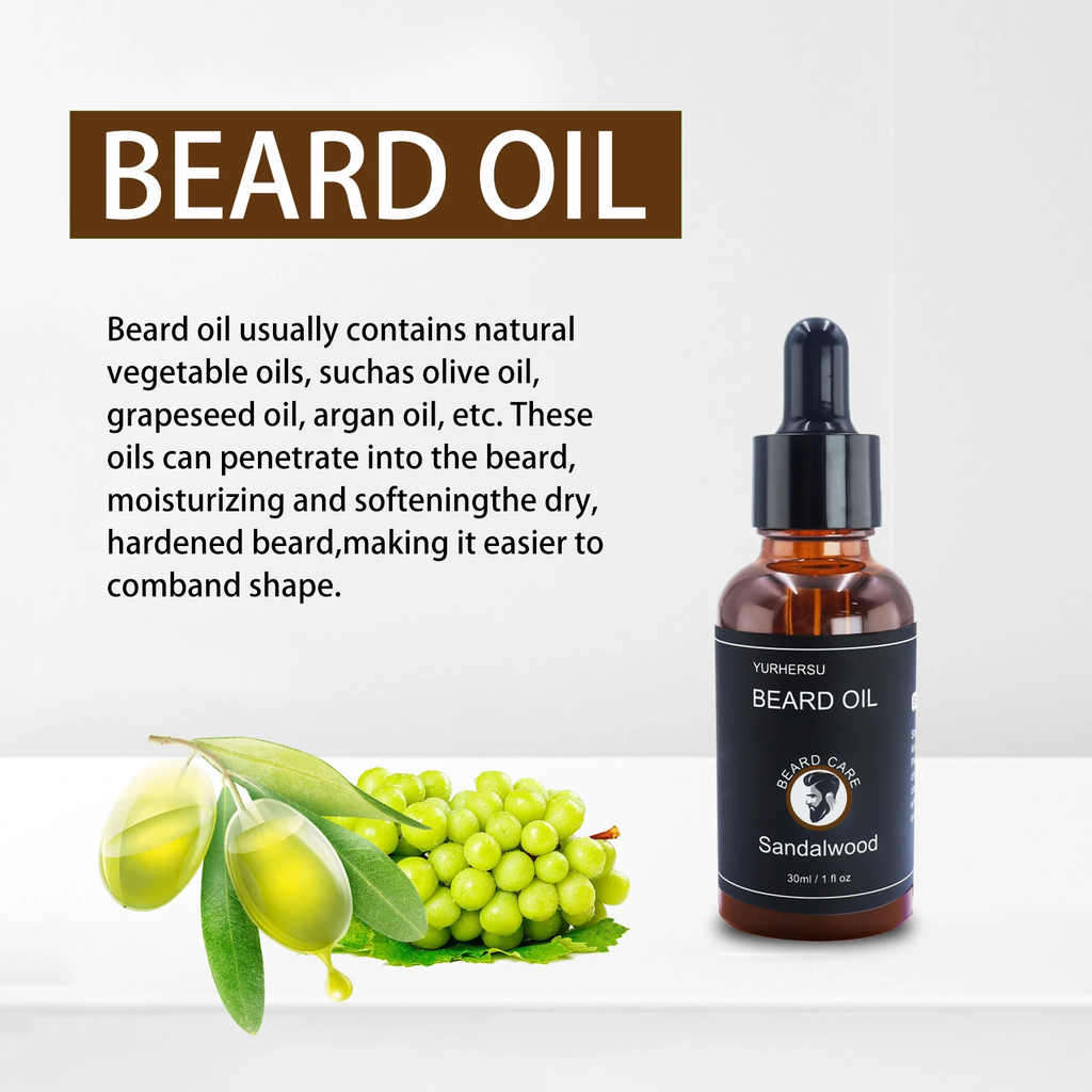 Beard Growth Oil for Men – 30ml Nourishing & Thickening Beard Treatment with Vitamins for Soft, Smooth Facial Hair