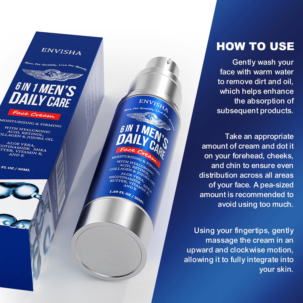 Men’s 6‑in‑1 Anti‑Aging Facial Cream – Firming, Hydrating & Brightening Moisturizer with Collagen