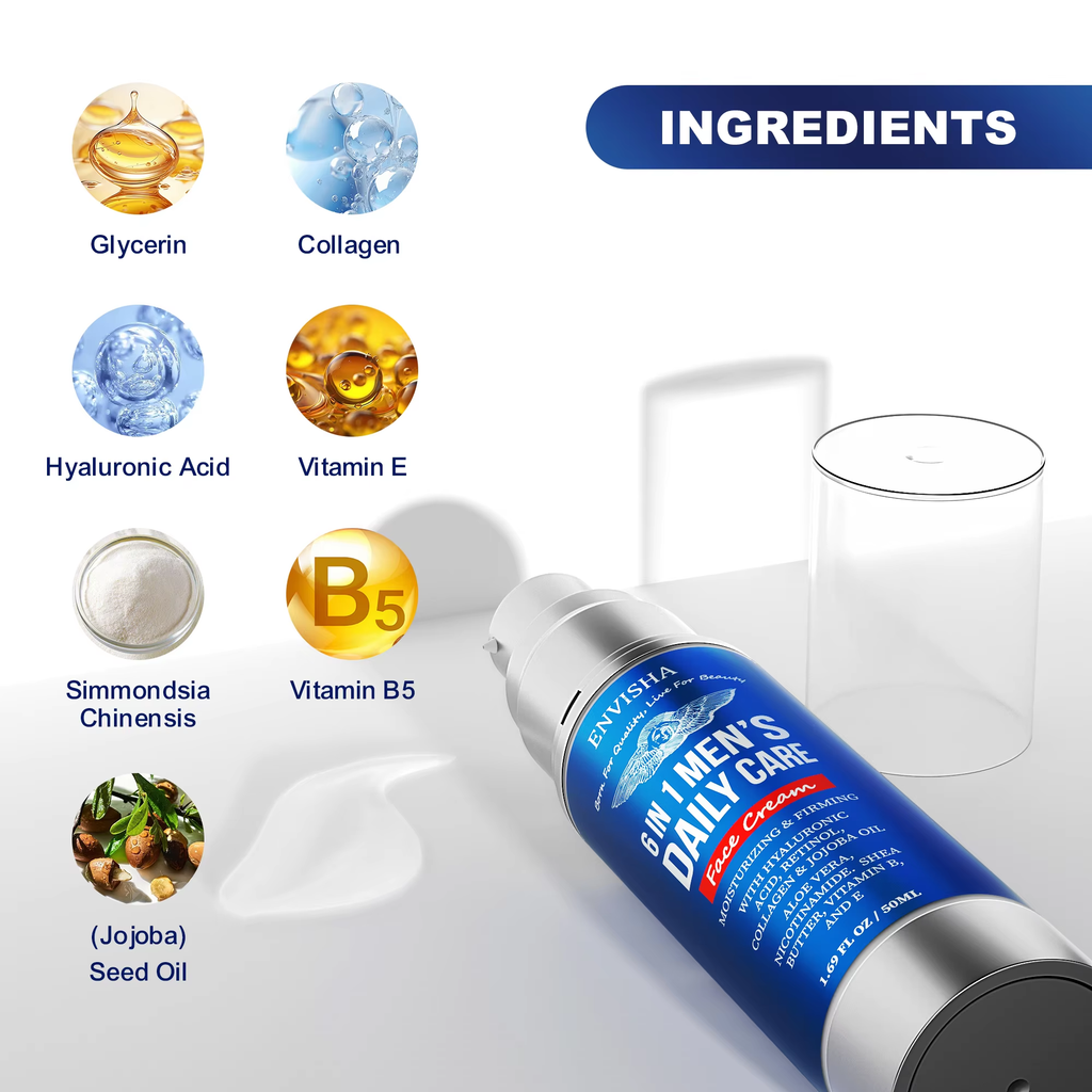 Men’s 6‑in‑1 Anti‑Aging Facial Cream – Firming, Hydrating & Brightening Moisturizer with Collagen