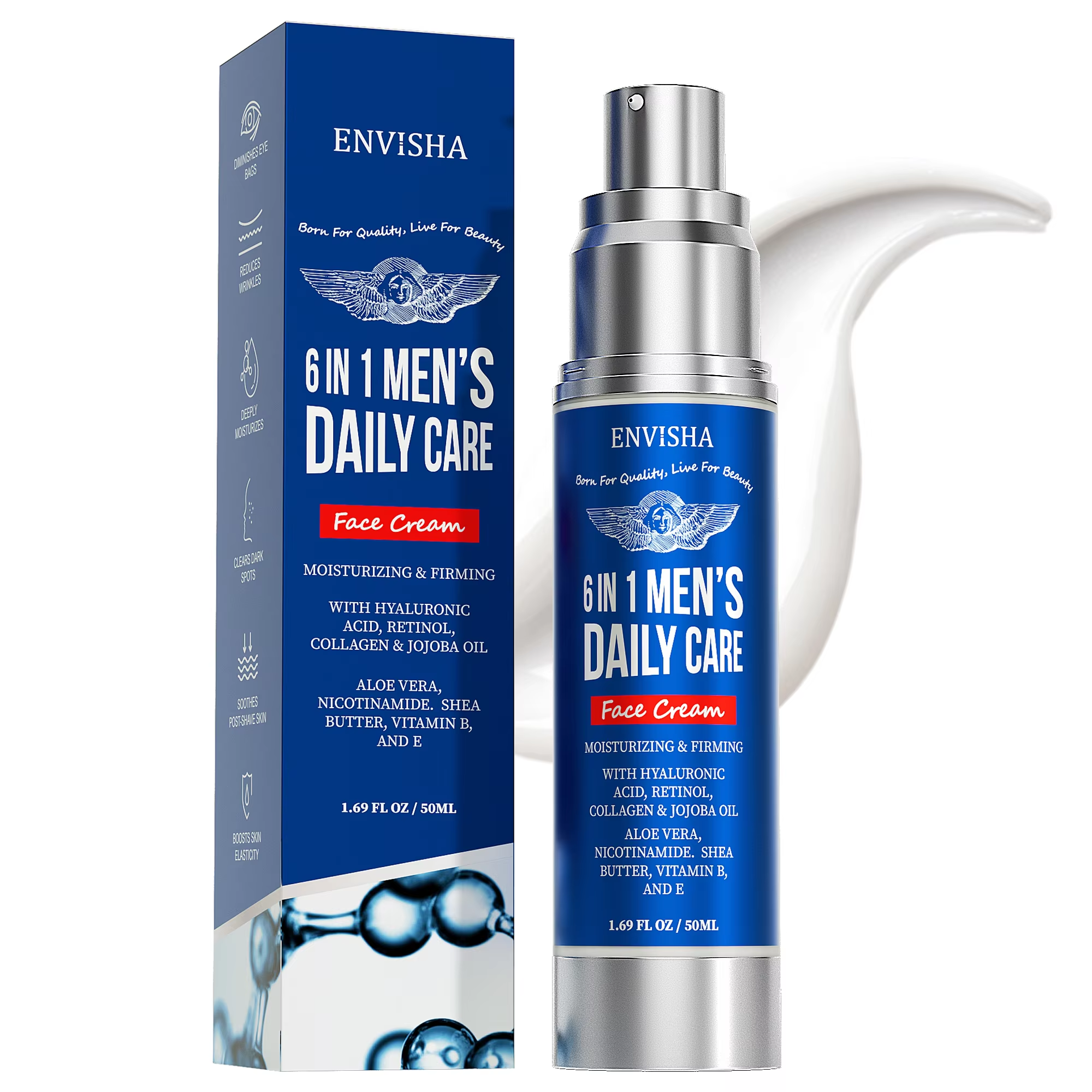 Men’s 6‑in‑1 Anti‑Aging Facial Cream – Firming, Hydrating & Brightening Moisturizer with Collagen