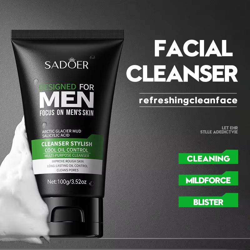 Men’s Deep Cleansing Face Wash – Oil Control & Blackhead Remover for Oily Skin, Pore Refining Facial Cleanser (100g)