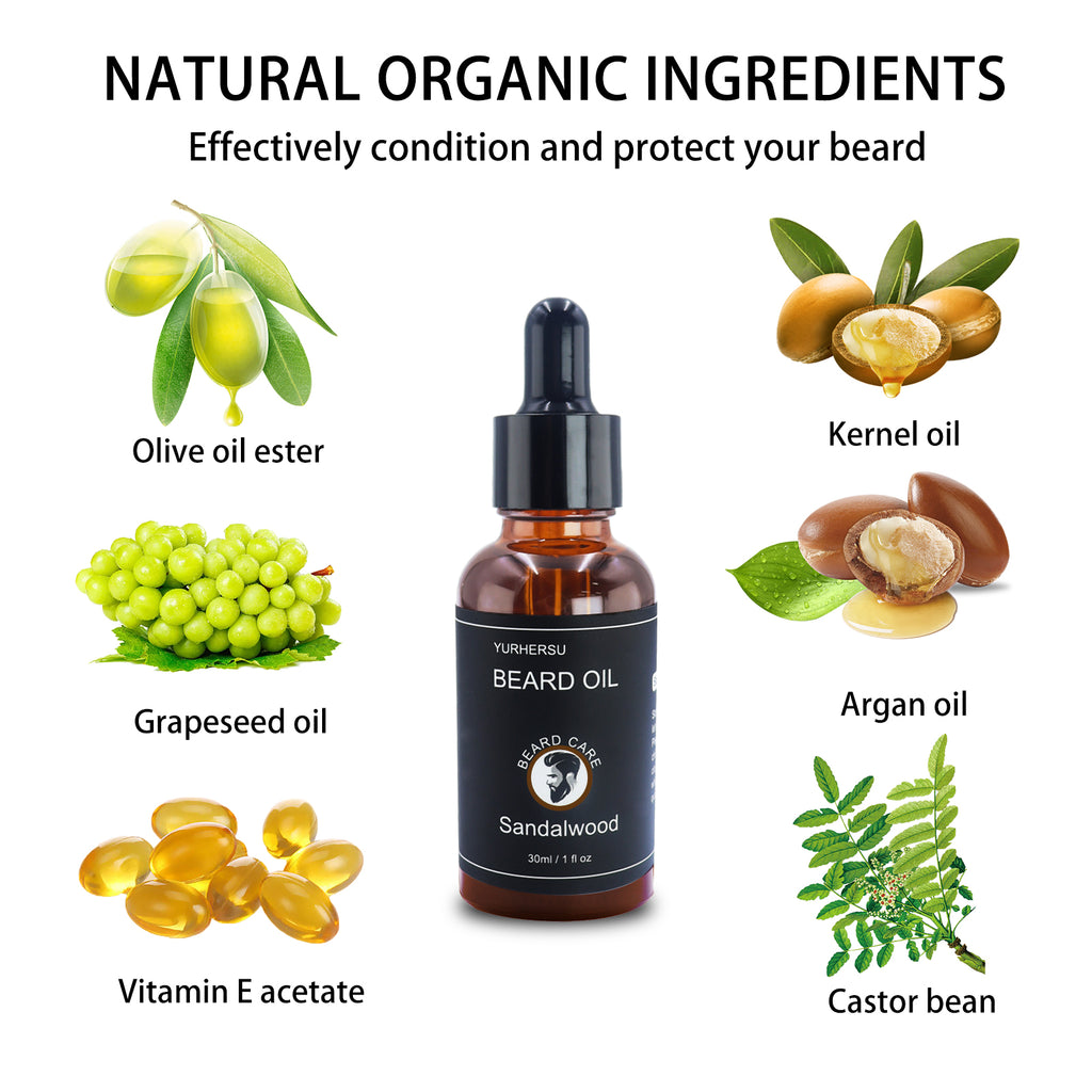 Beard Growth Oil for Men – 30ml Nourishing & Thickening Beard Treatment with Vitamins for Soft, Smooth Facial Hair